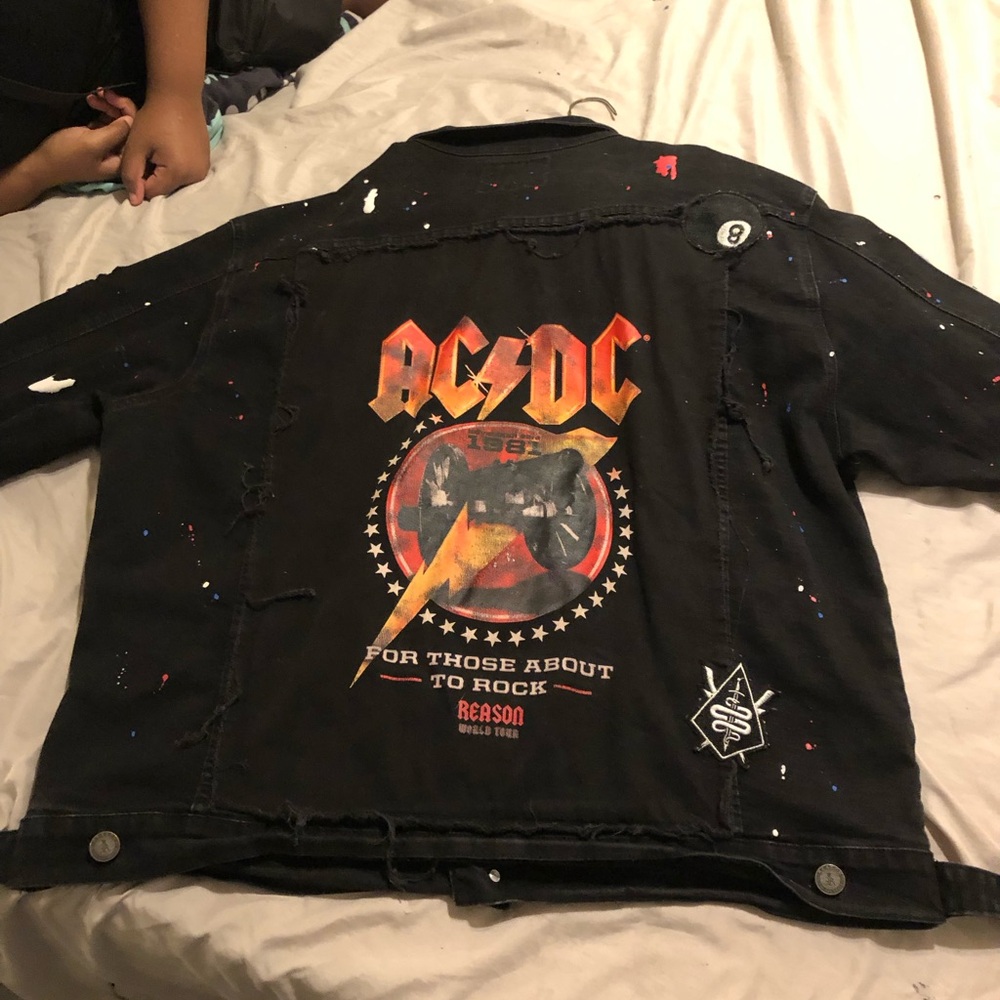 AC/DC Black Performance Jacket with Red and Orange Accents